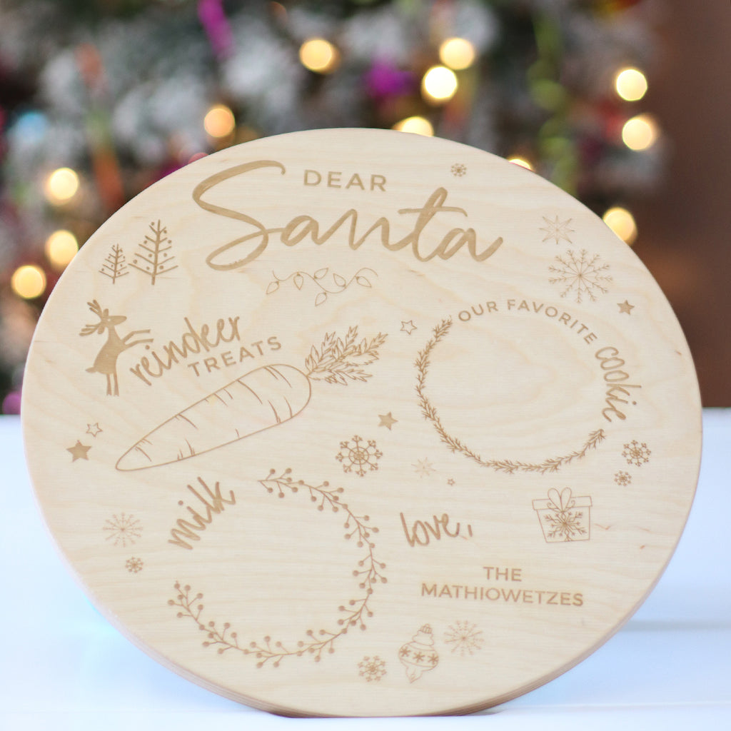 personalized wooden Santa Cookie Plate made in the USA