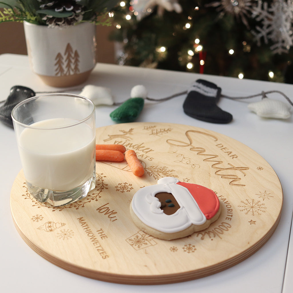 personalized wooden Santa Cookie Plate for kids