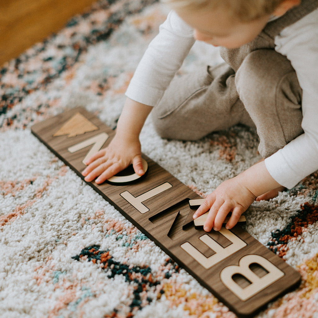 wooden puzzle with name for toddlers
