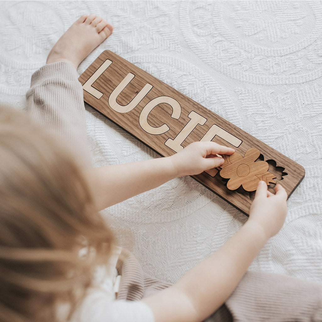 wooden name puzzle made in the USA
