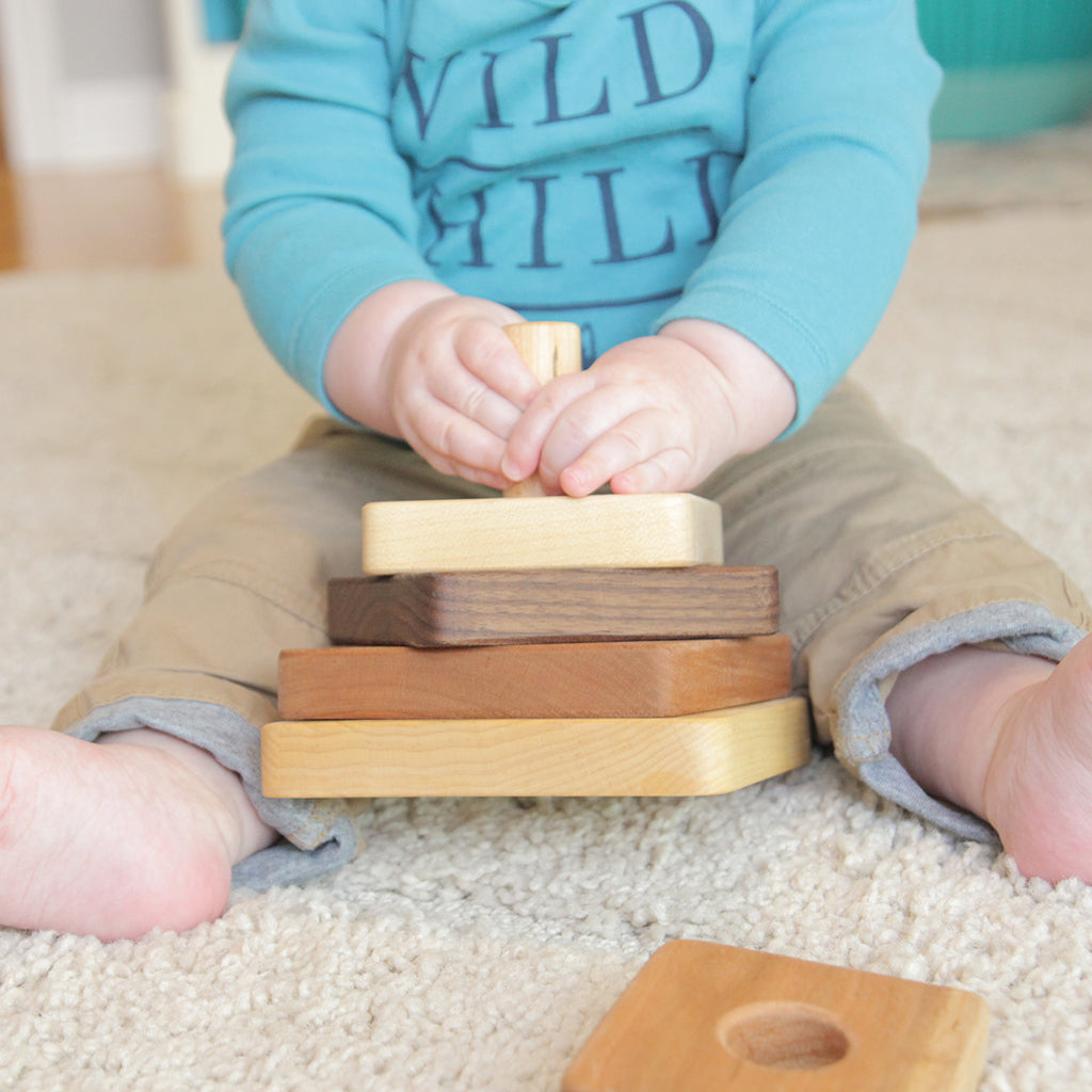square stacker personalized wooden stacking toy for toddlers