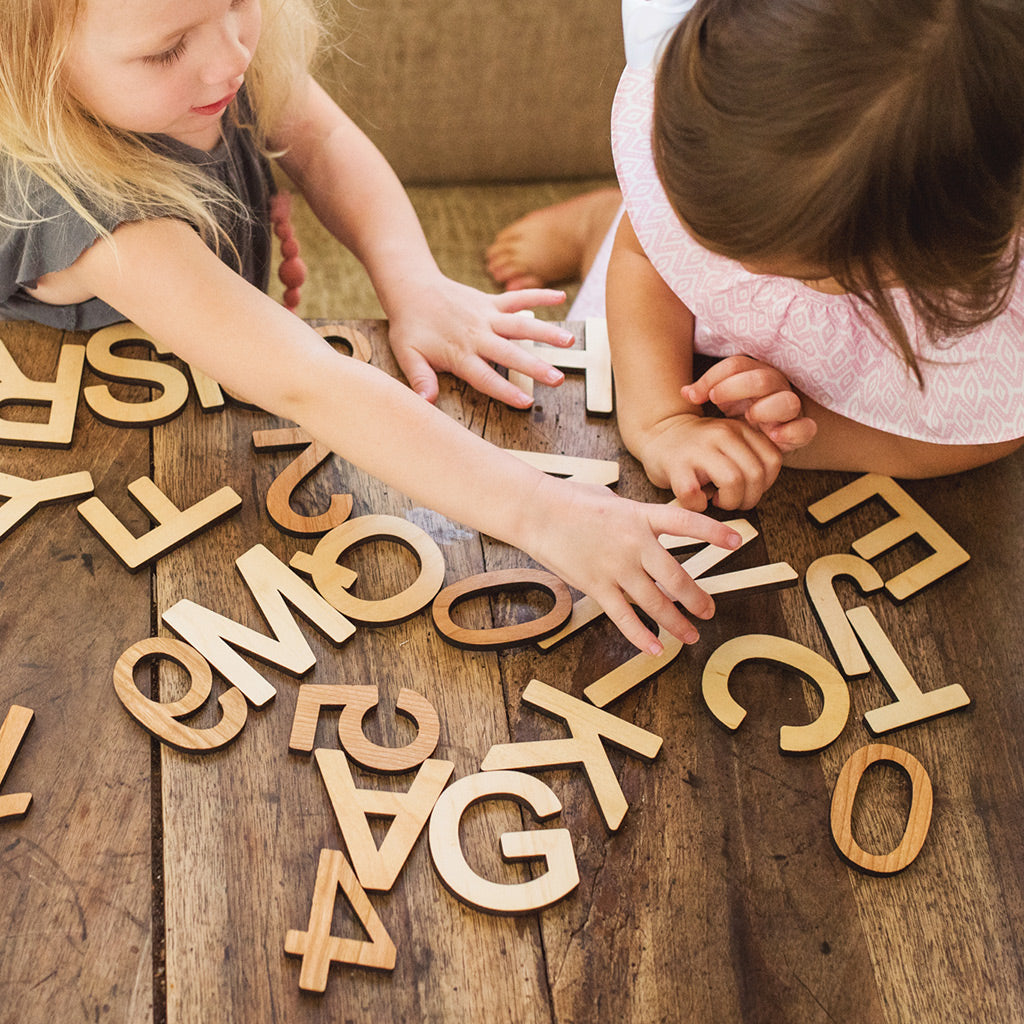uppercase wooden alphabet letters educational toy for toddler