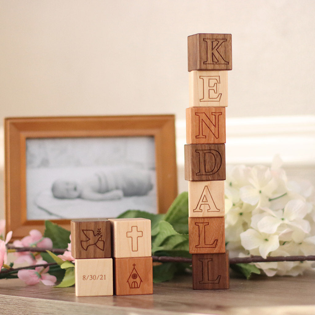 wooden baptism name blocks personalized baptism gift wooden blocks for baby
