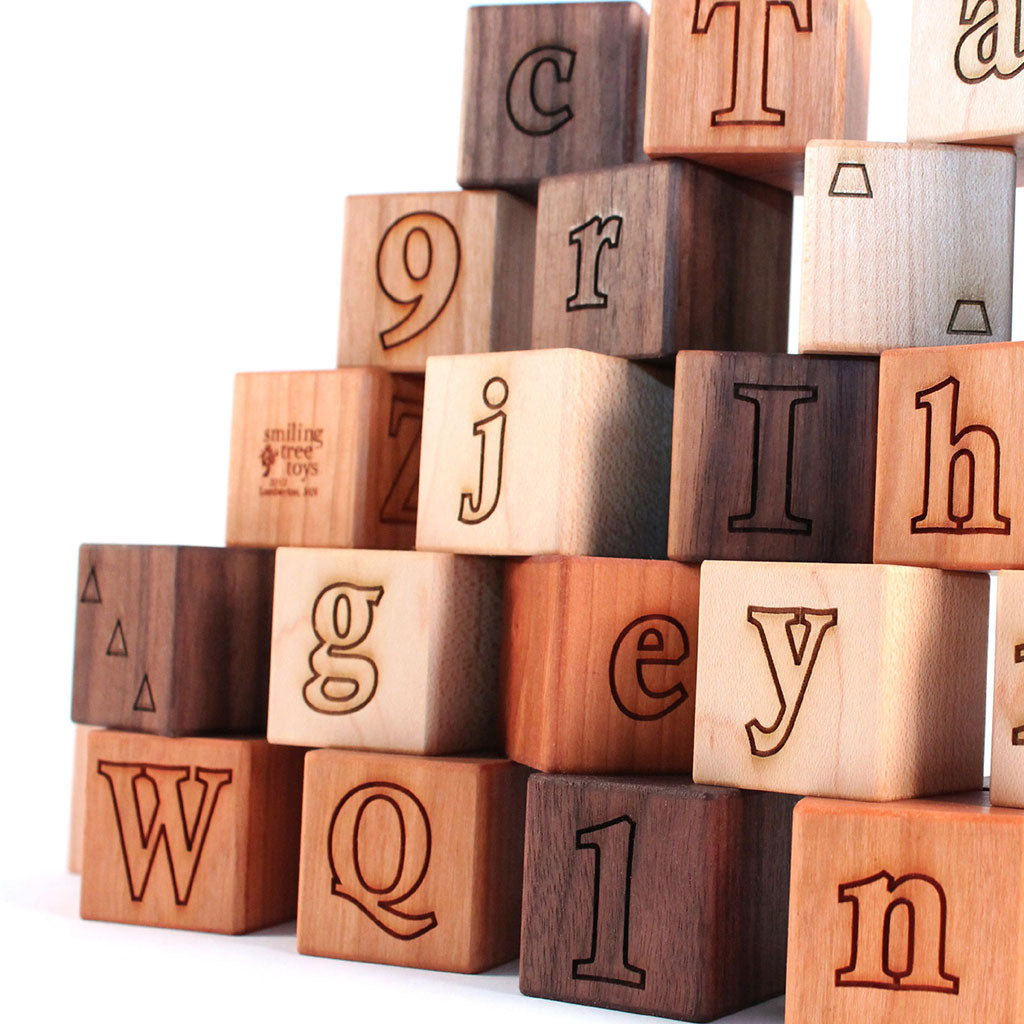 wooden alphabet number block set new baby gift