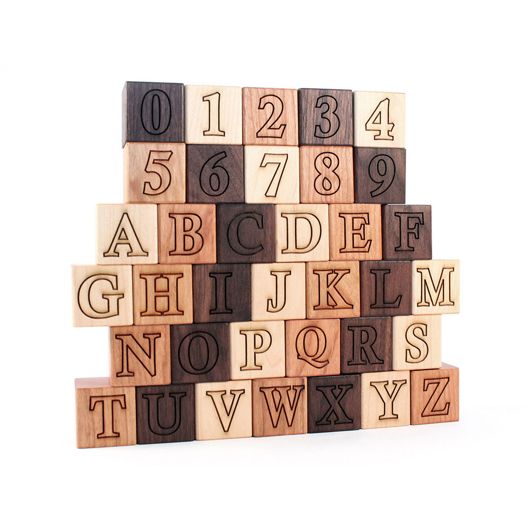 Wooden Letter & Number Blocks - Smiling Tree
