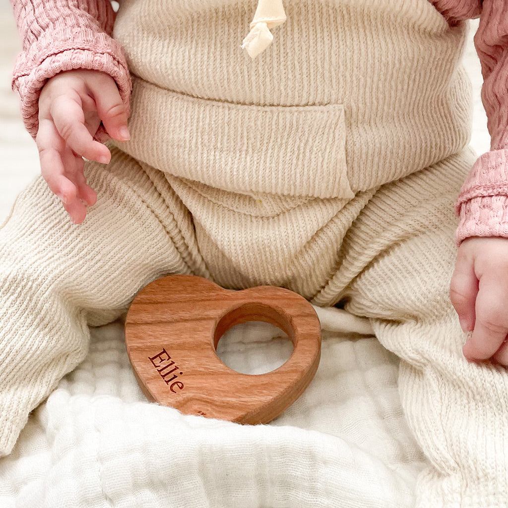 Heart Wooden Toy Rattle for Babies | Newborn Baby Gift Handmade in USA ...