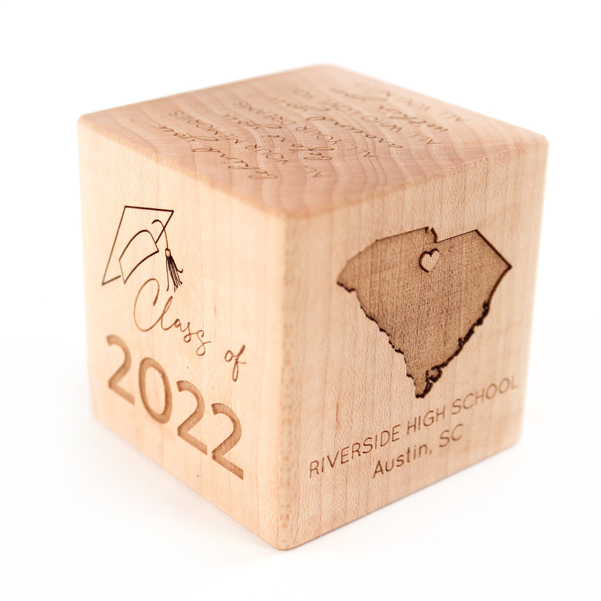 Custom Wood Block Graduation Gift - Smiling Tree