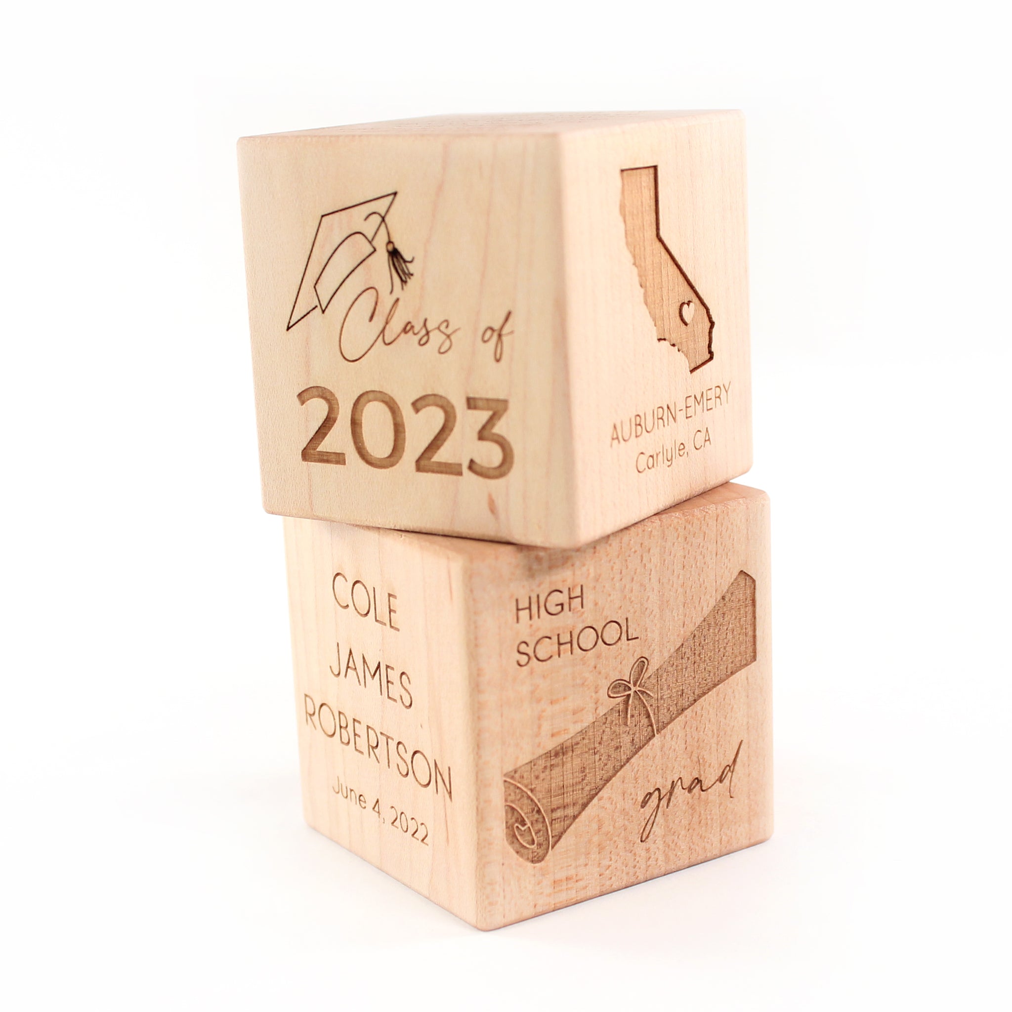 Custom Wood Block Graduation Gift - Smiling Tree
