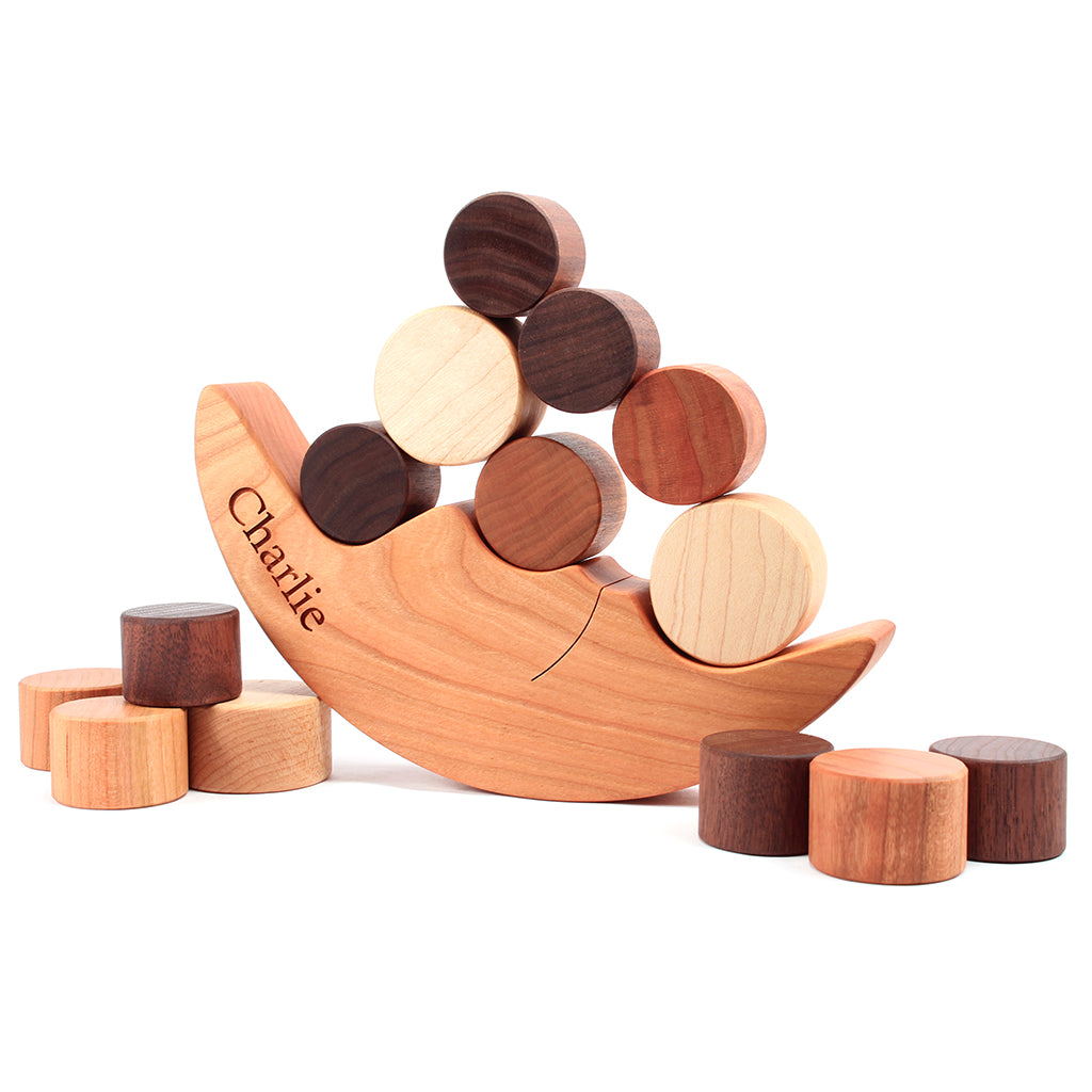wood Smiling Moon Balancer for toddlers wooden montessori toys 
