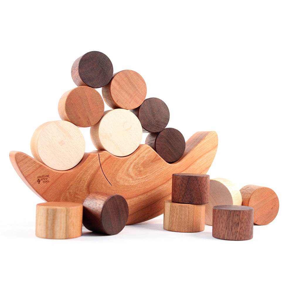 wood Smiling Moon Balancer for toddlers montessori balancing toys 