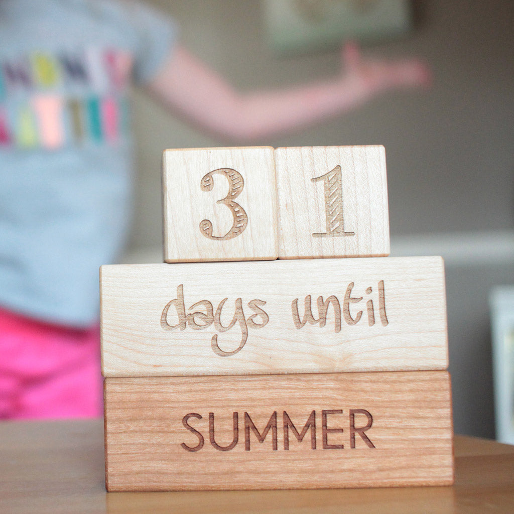 summer vacation countdown blocks wooden gift for kids