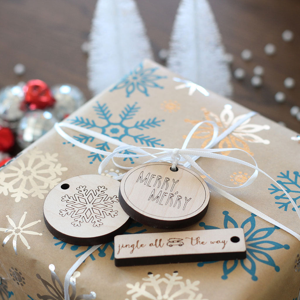 wooden gift tags sustainable holiday wrap eco-friendly