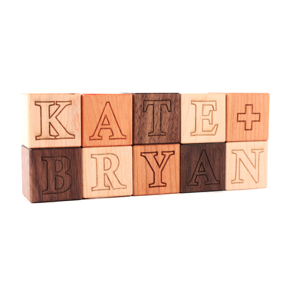personalized wooden name blocks - all natural and handmade in the USA -  Smiling Tree