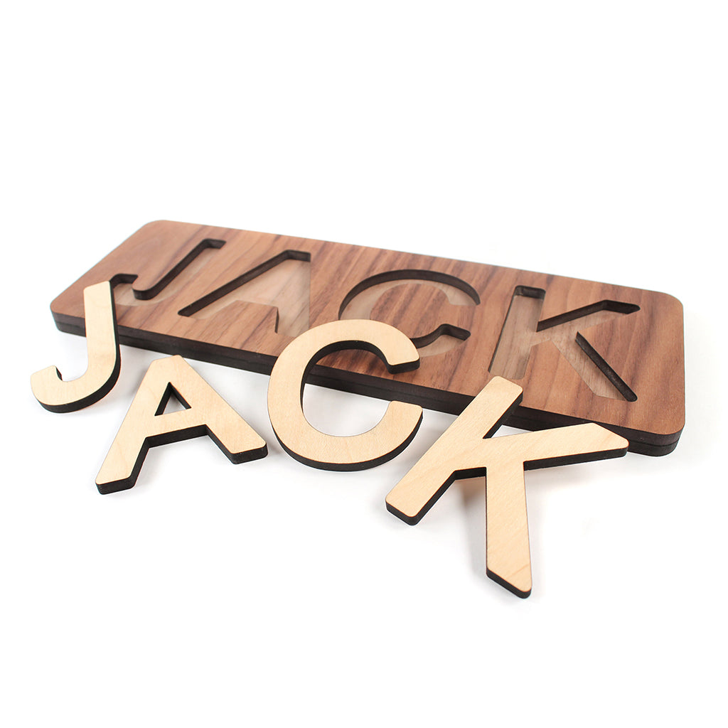 wooden name puzzle made in the USA