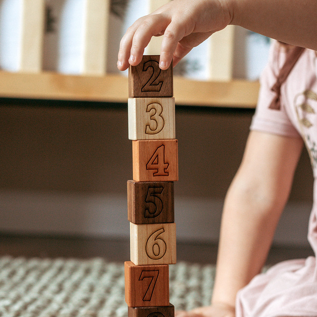 wooden number blocks set educational toys for kids