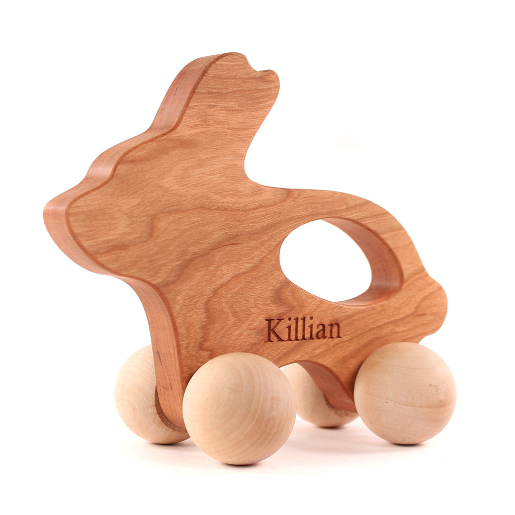 wooden bunny push toy