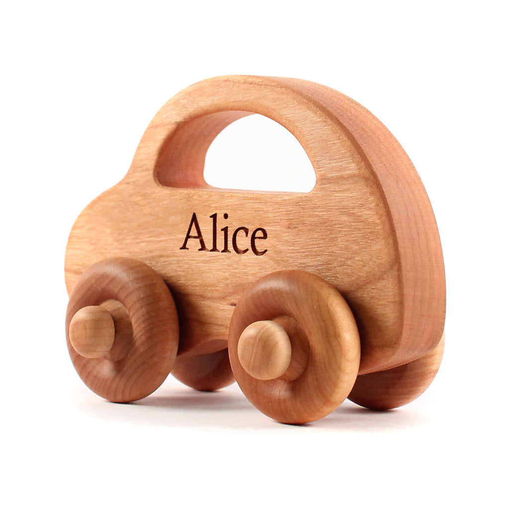 wooden toy car for girls and boys - all natural and safe